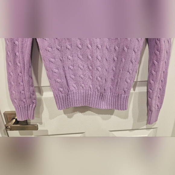 Ralph Lauren Sport Women's Lavender V-Neck Sweater 100% Cotton Size-M - Picture 11 of 11